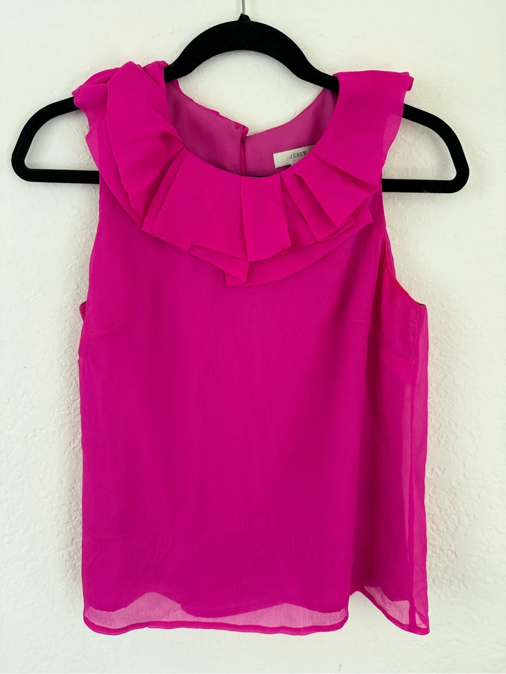 J.Crew Fuchsia Pink Ruffle Statement Collar Sleeveless Top 4